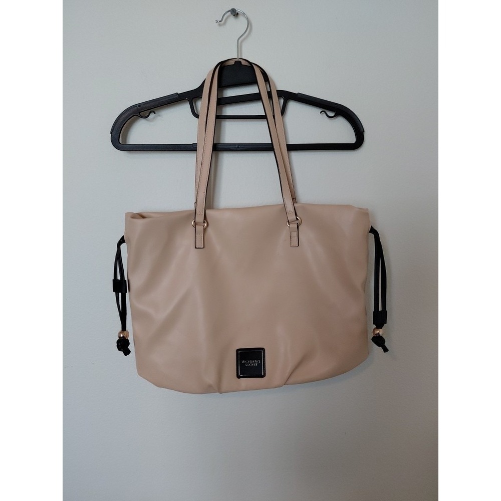 Victoria Secret Shoulder‎ Bag Tote Bag Purse Cinch Top Nude Beige Logo Travel